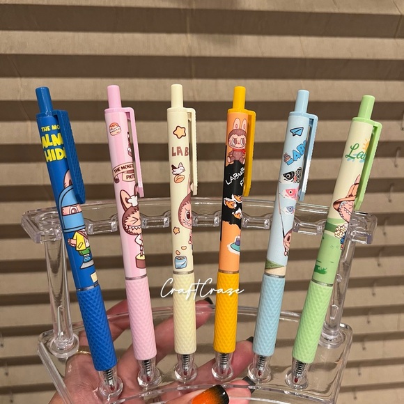 New Labubu Retractable Gel Ink Rollerball Inks 6 Pack - Picture 3 of 9